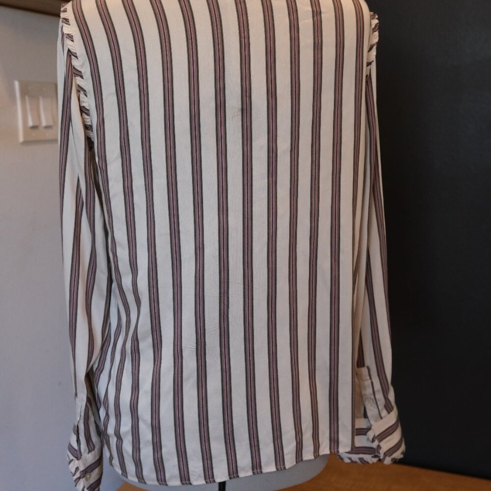 Maliparmi striped silk long sleeve blouse with ruffles - Picture 5 of 7